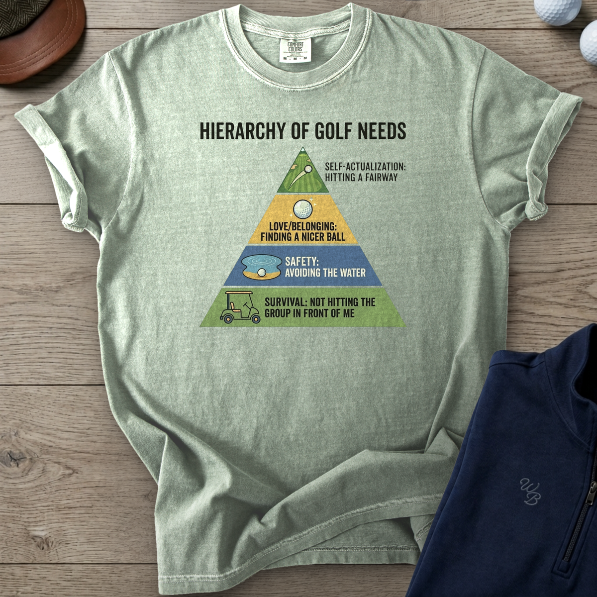 Hierarchy of Golf Needs Heavyweight Tee — Bay t-shirt