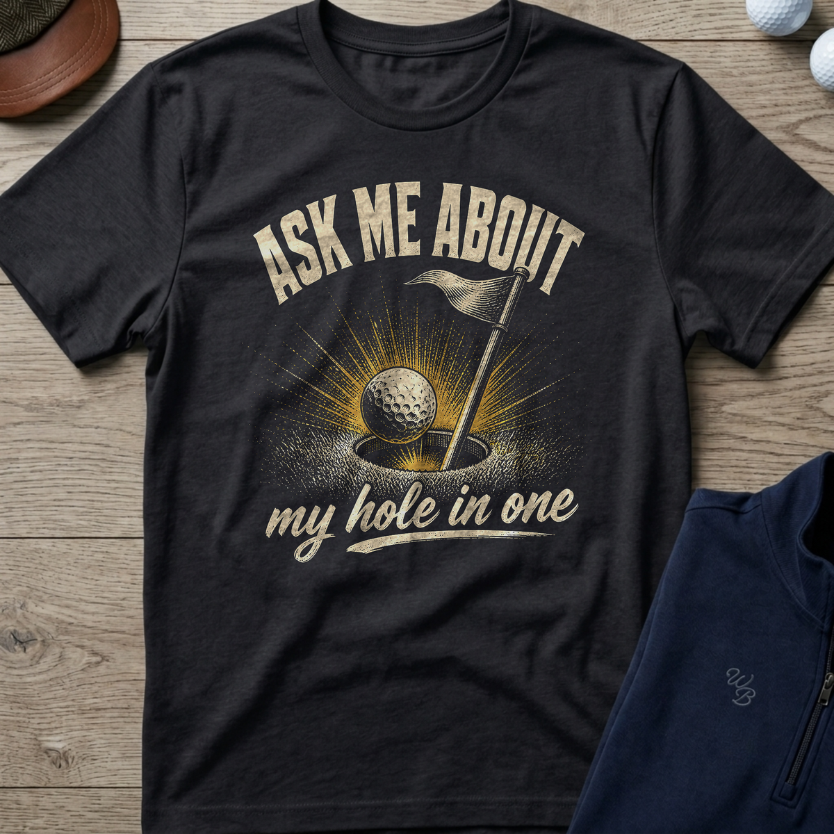 Ask Me About My Hole In One — Black t-shirt