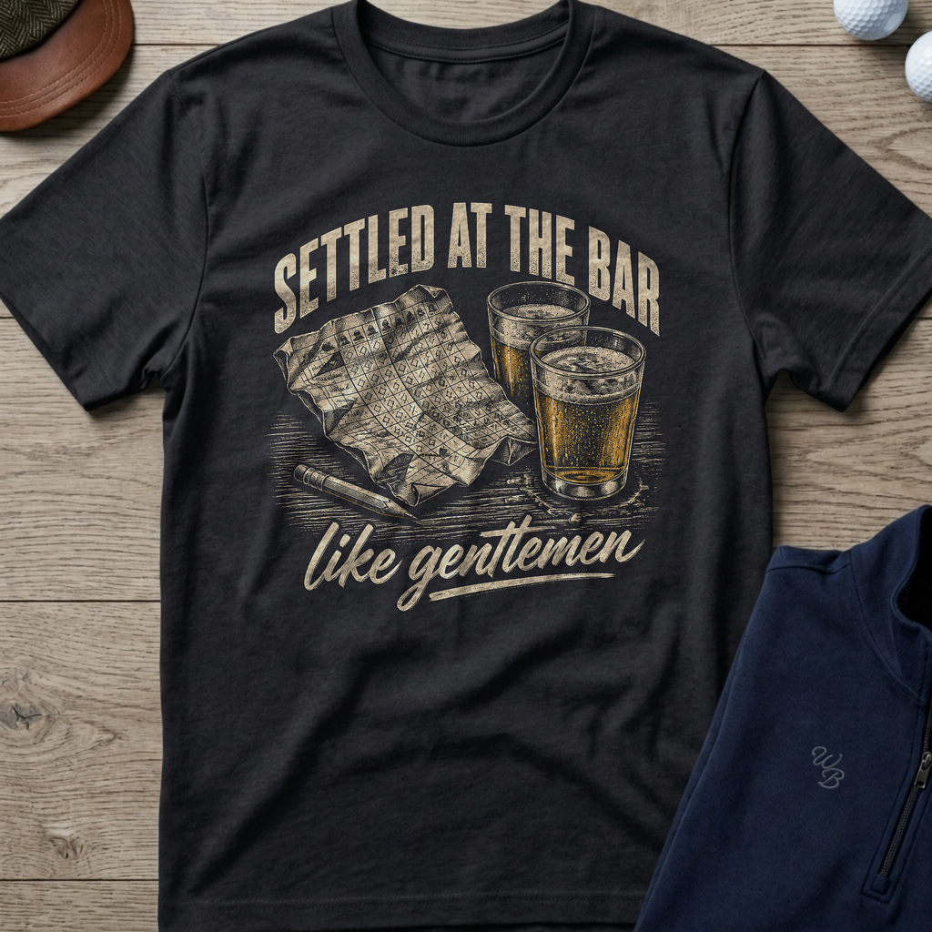 Settled At The Bar — Black t-shirt