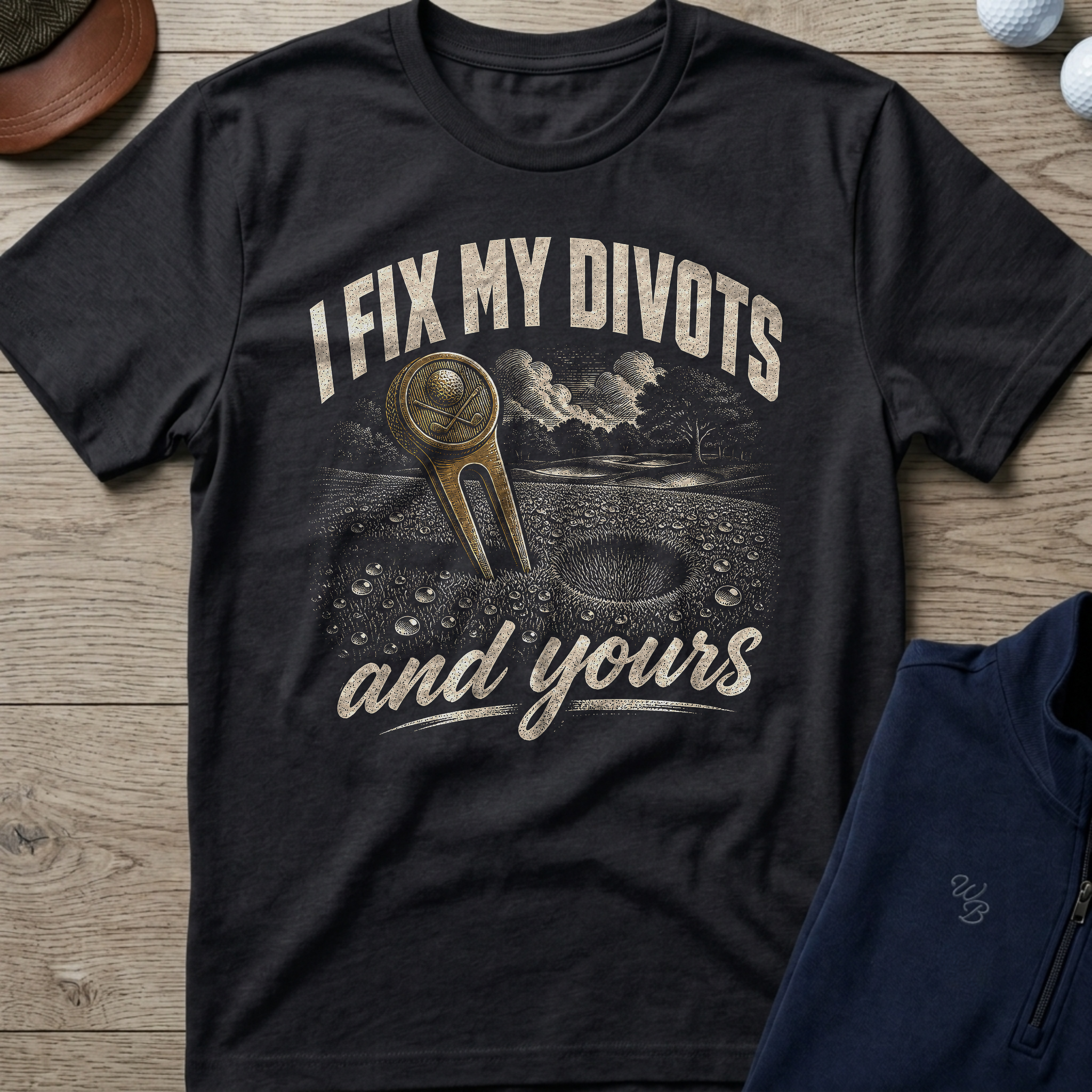 I Fix My Divots — Black t-shirt