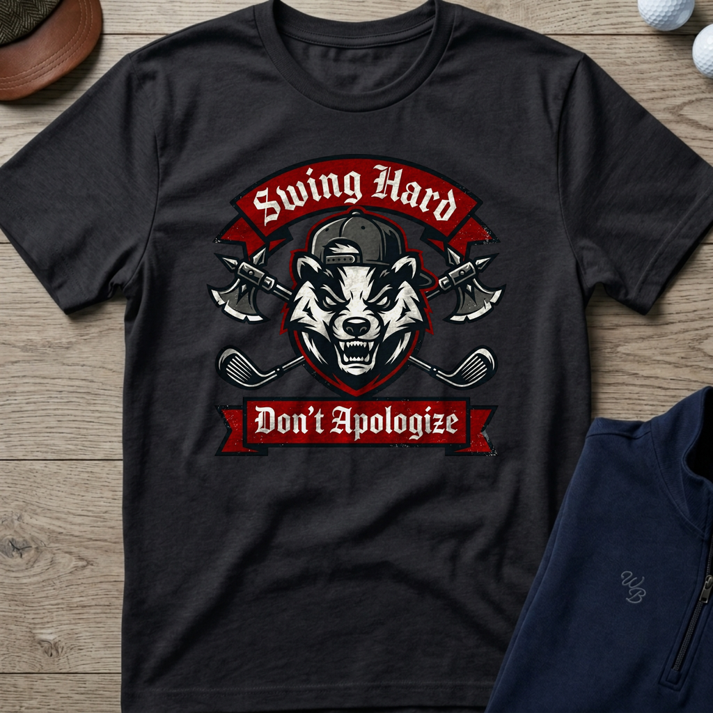 Swing Hard Don't Apologize — Black t-shirt