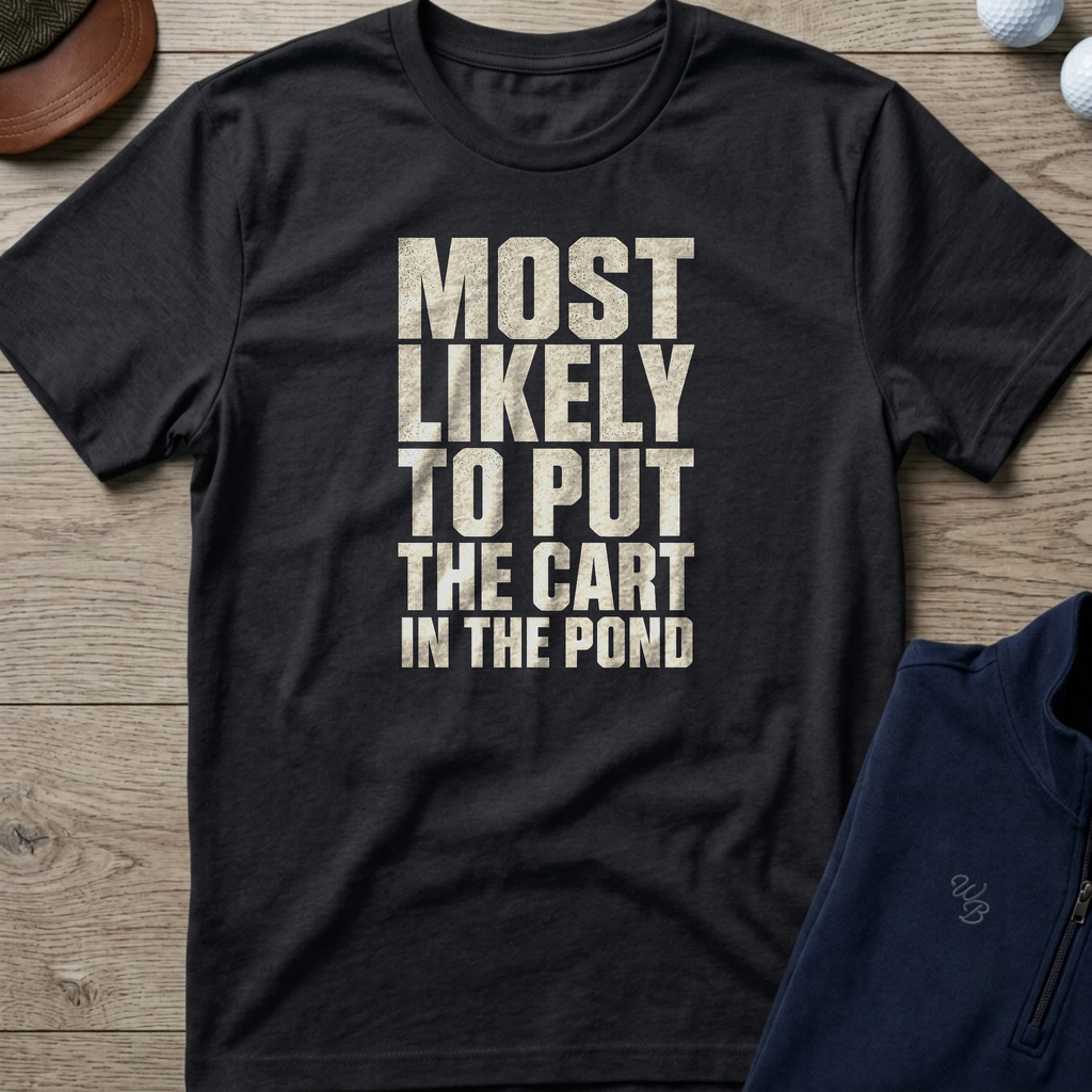Cart In The Pond — Black t-shirt