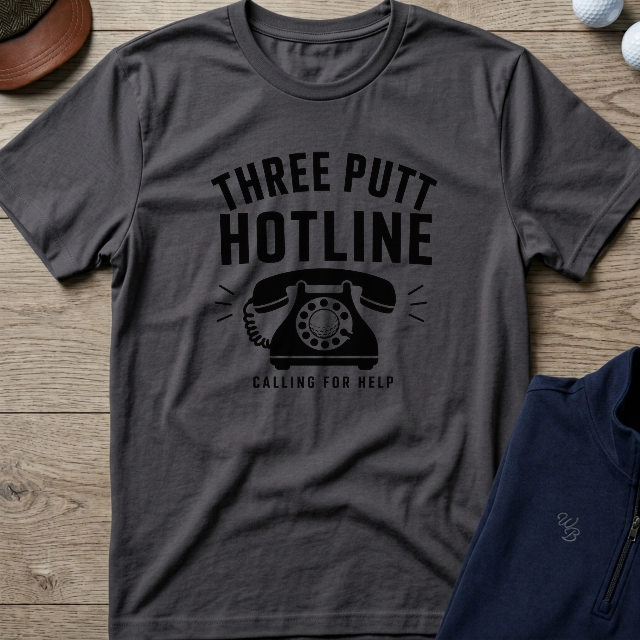 Three Putt Hotline — Charcoal t-shirt
