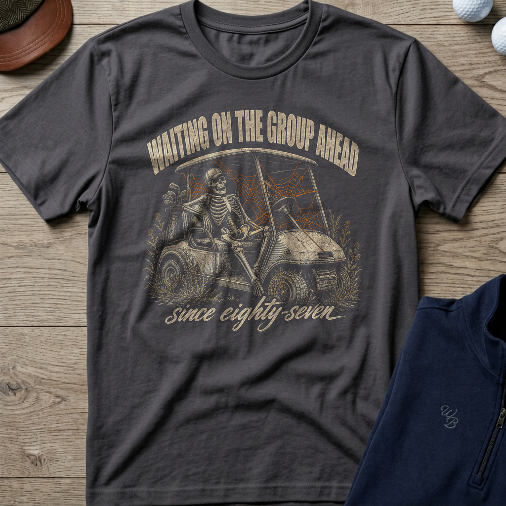 Waiting On The Group Ahead — Charcoal t-shirt