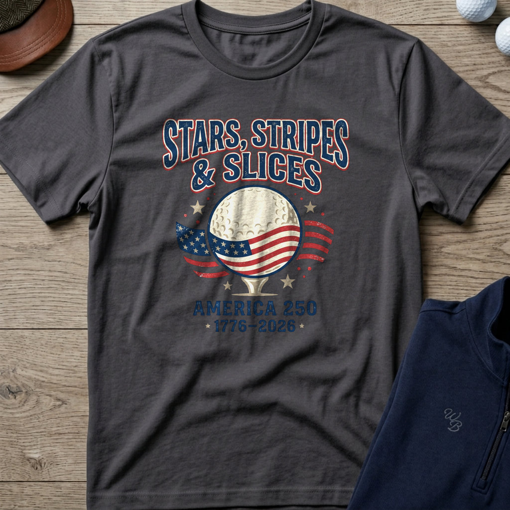 Stars Stripes & Slices — Charcoal t-shirt