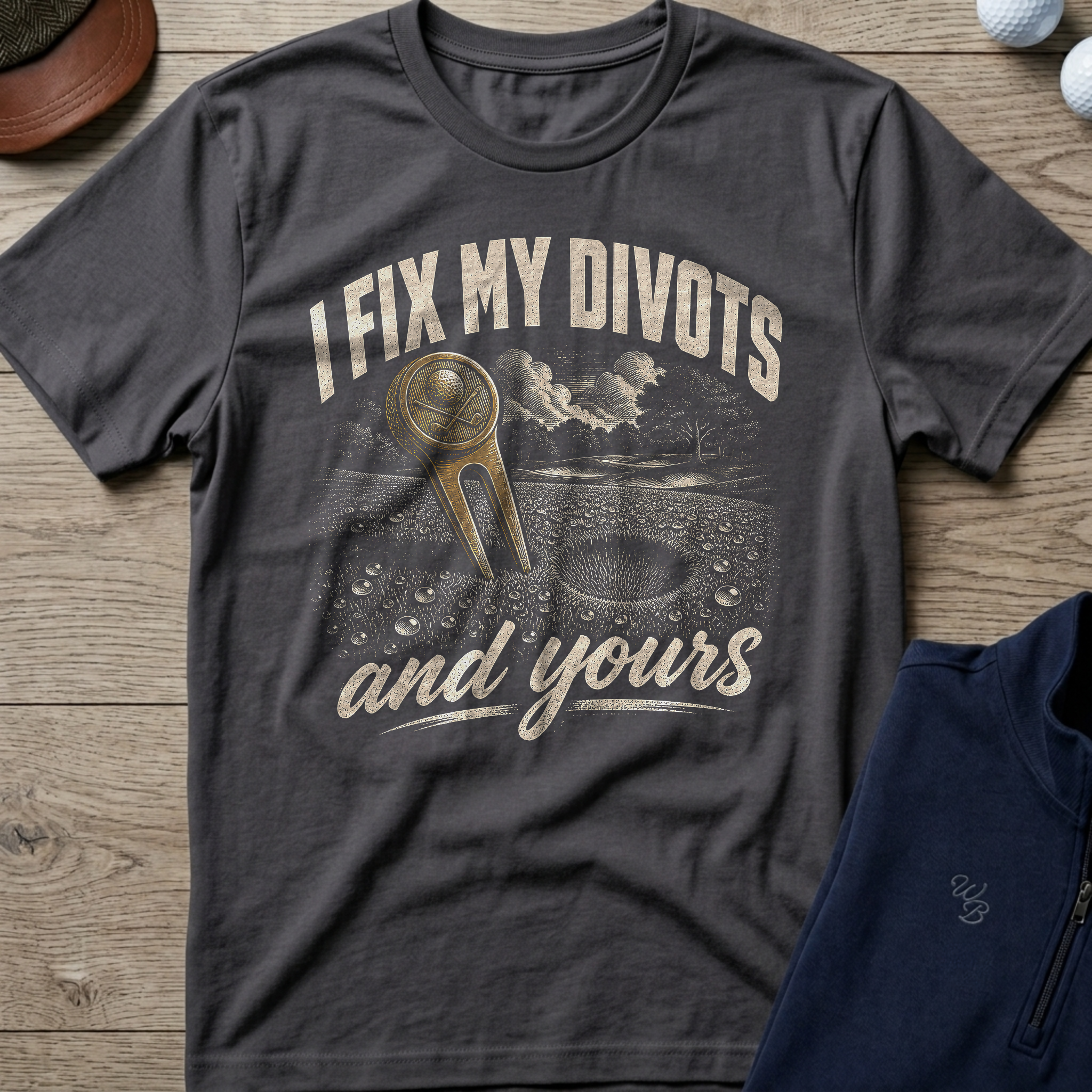 I Fix My Divots — Charcoal t-shirt