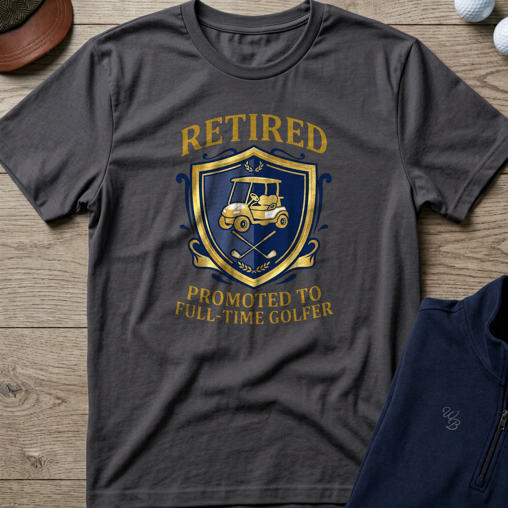 Retired: Promoted To Golfer — Charcoal t-shirt