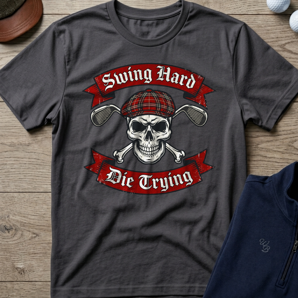 Swing Hard Die Trying — Charcoal t-shirt