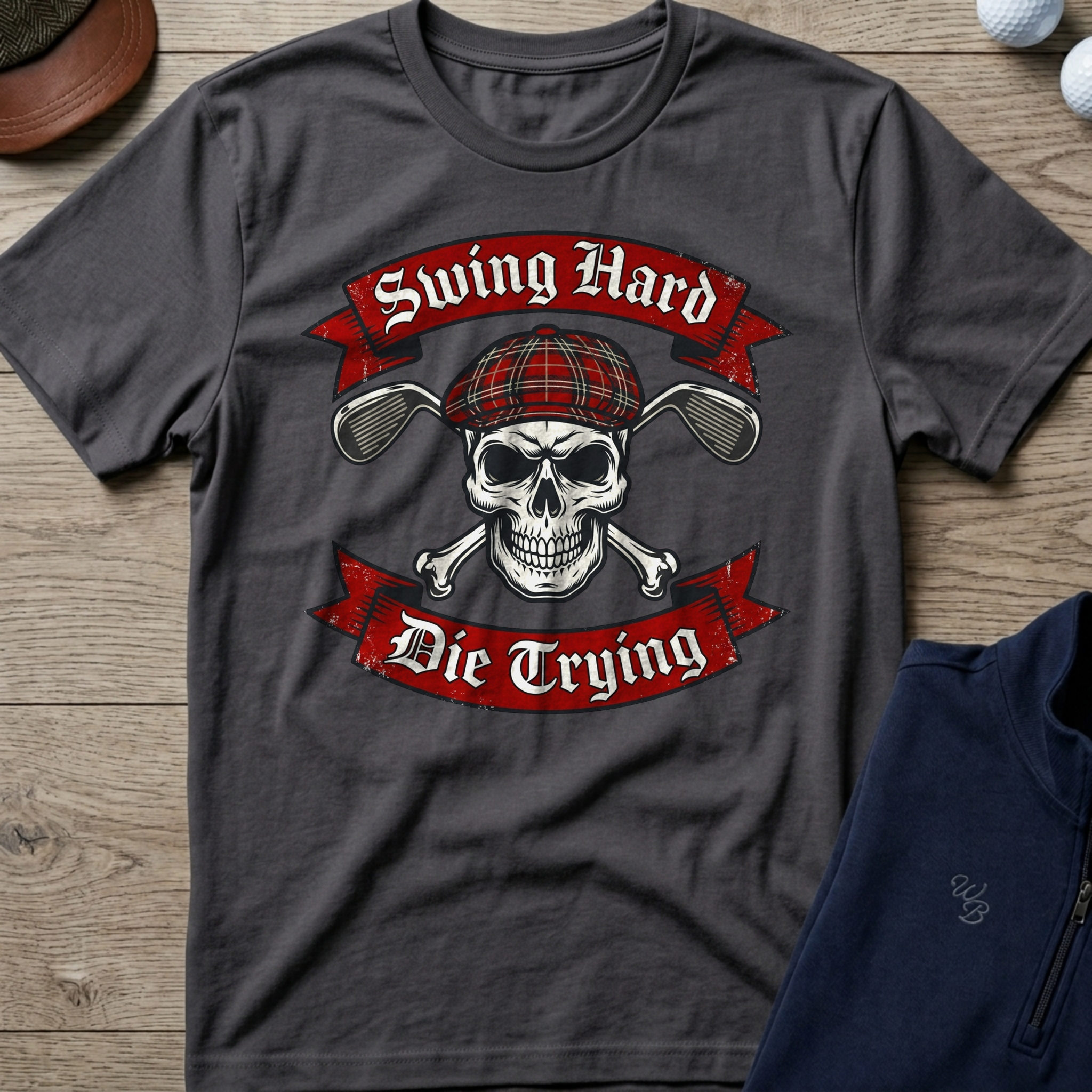 Swing Hard Die Trying — Charcoal t-shirt