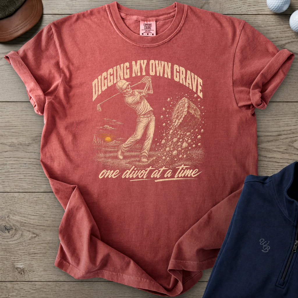 Digging My Own Grave Heavyweight Tee — Crimson t-shirt