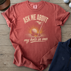 Ask Me About My Hole In One Heavyweight Tee — Crimson t-shirt