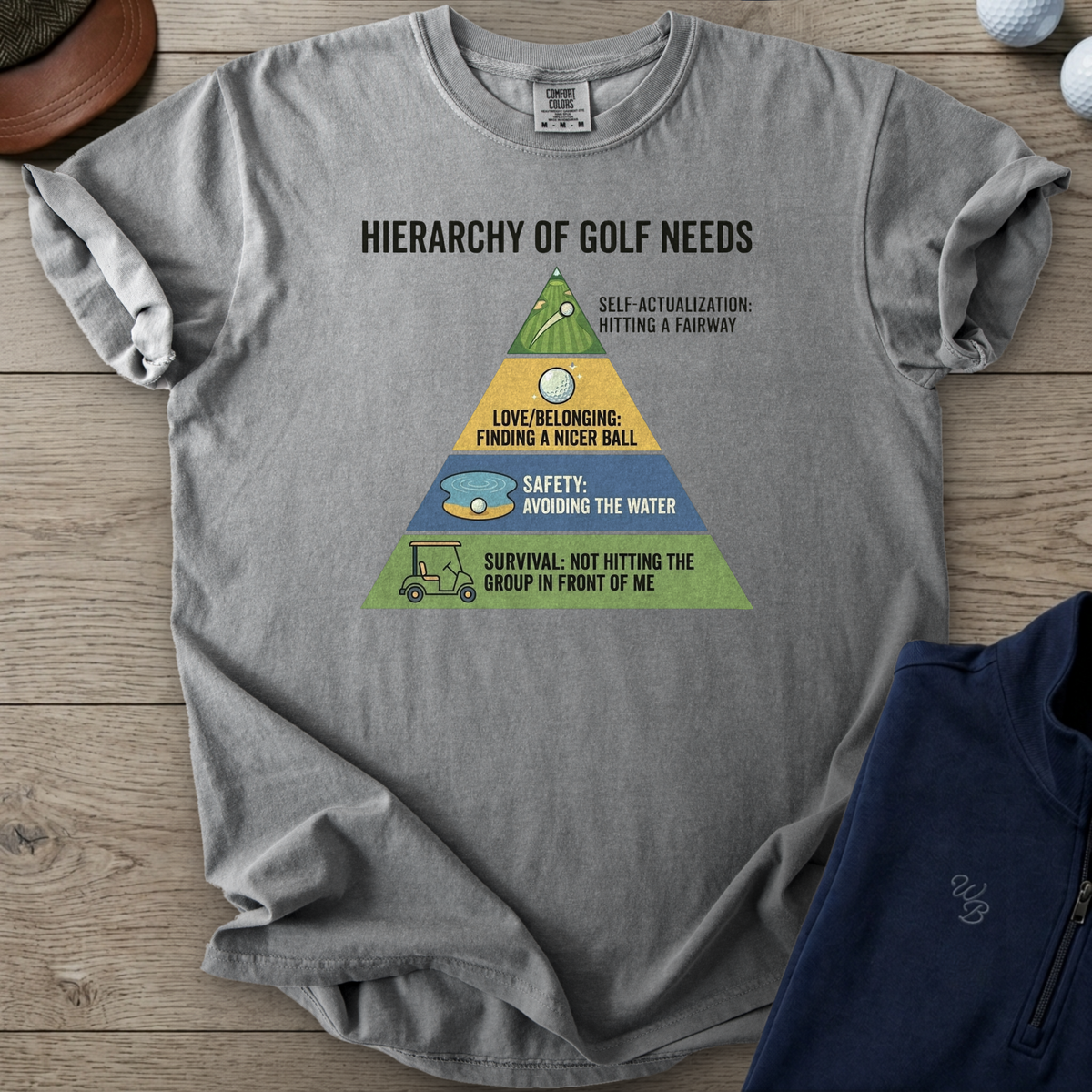 Hierarchy of Golf Needs Heavyweight Tee — Grey t-shirt