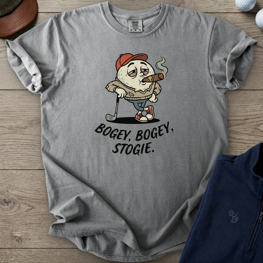 Bogey, Bogey, Stogie Heavyweight Tee — Grey t-shirt