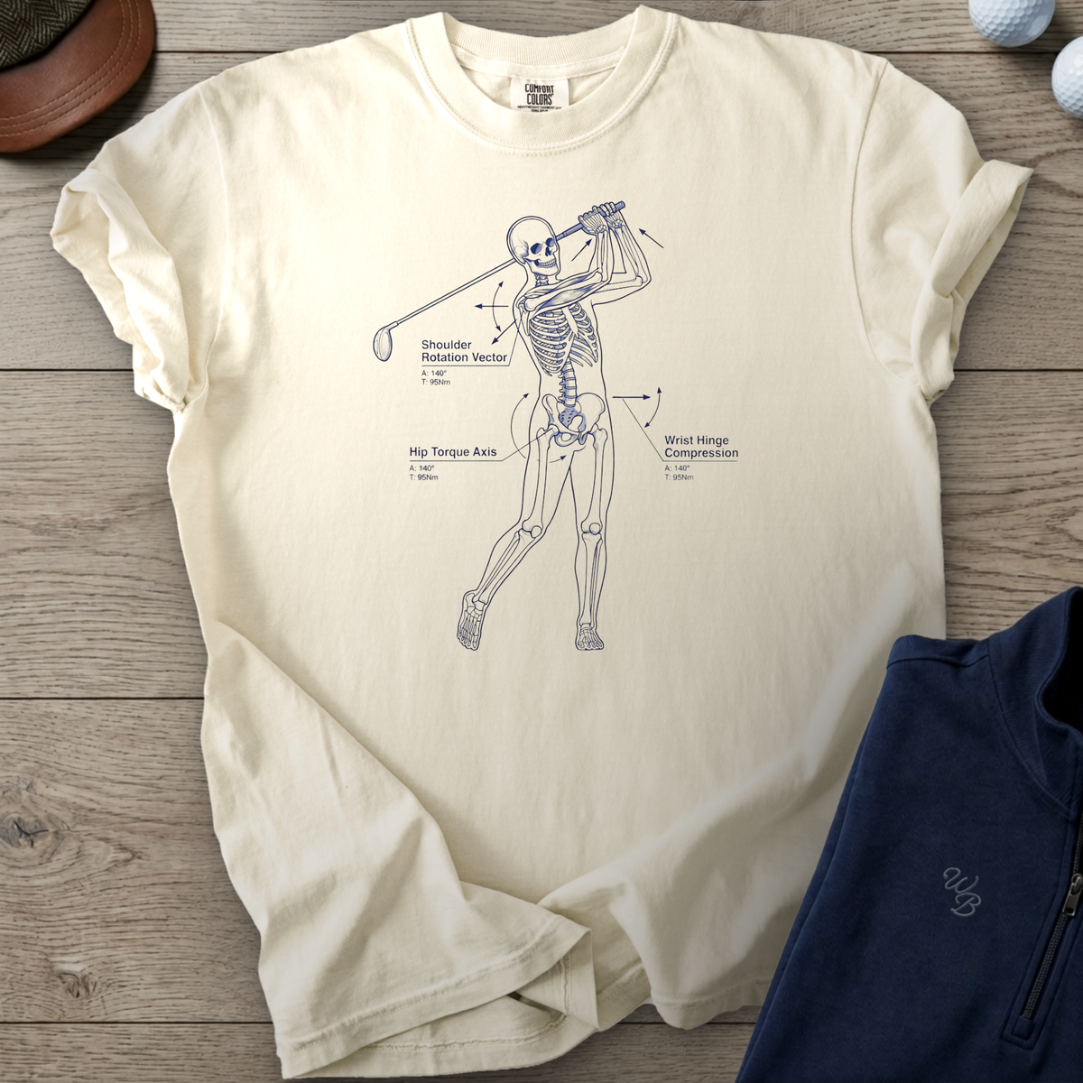 Golf Swing Mechanics Heavyweight Tee — Ivory t-shirt
