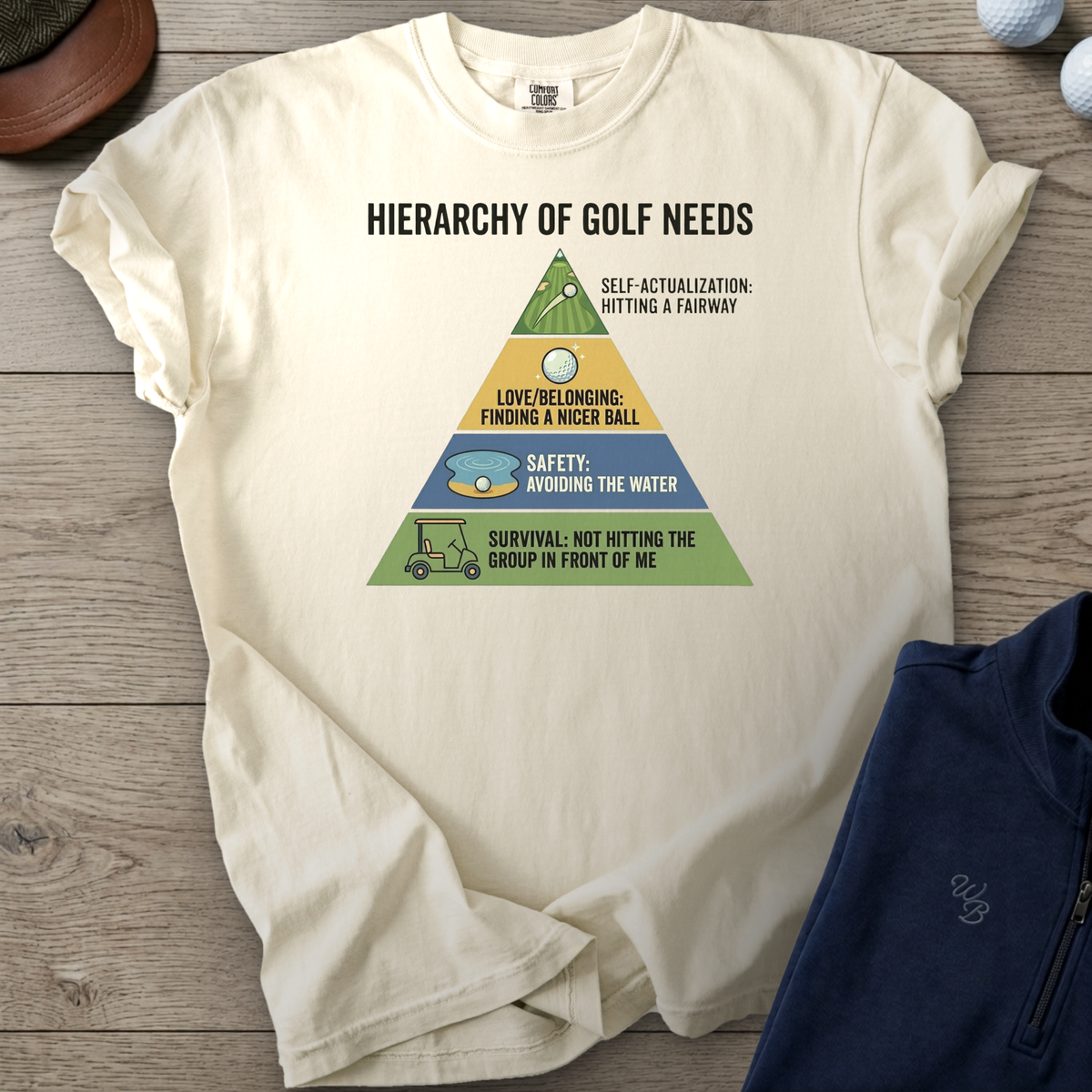 Hierarchy of Golf Needs Heavyweight Tee — Ivory t-shirt