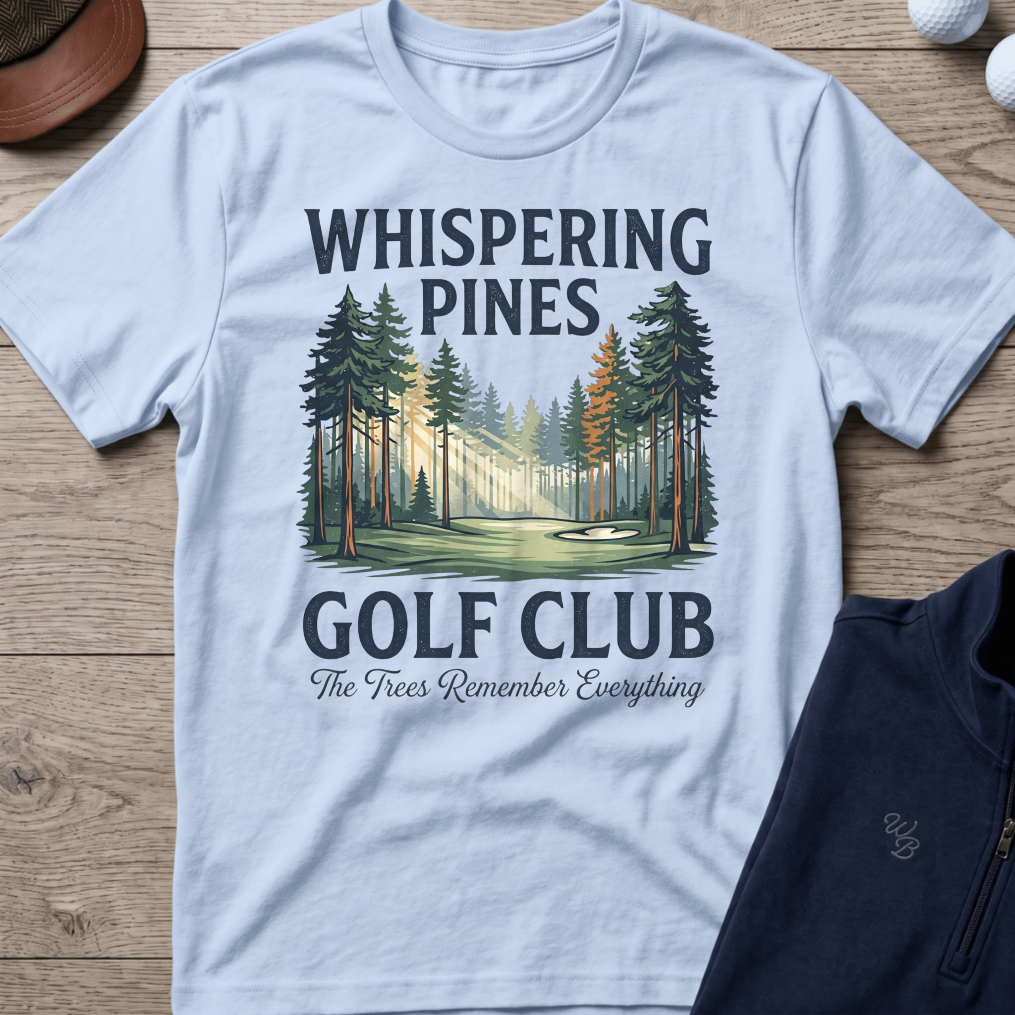 Whispering Pines — Light Blue t-shirt