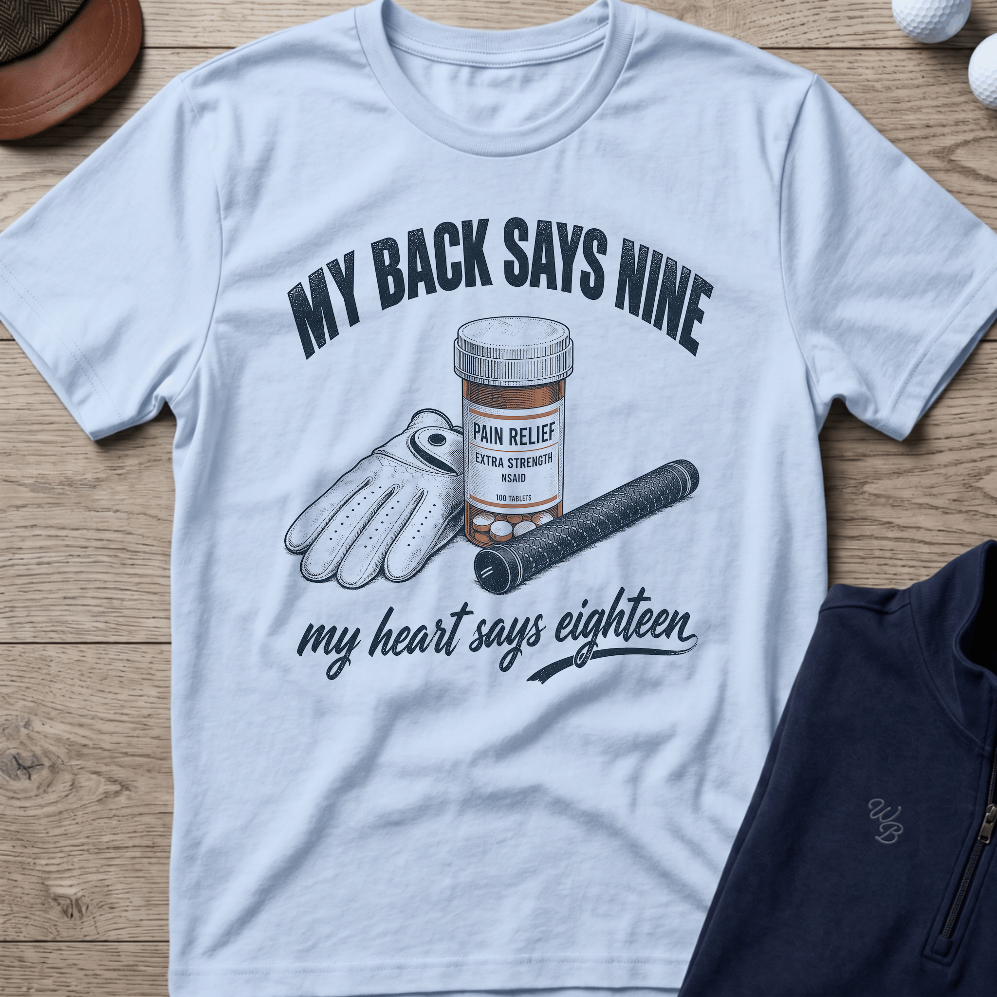 My Back Says Nine — Light Blue t-shirt