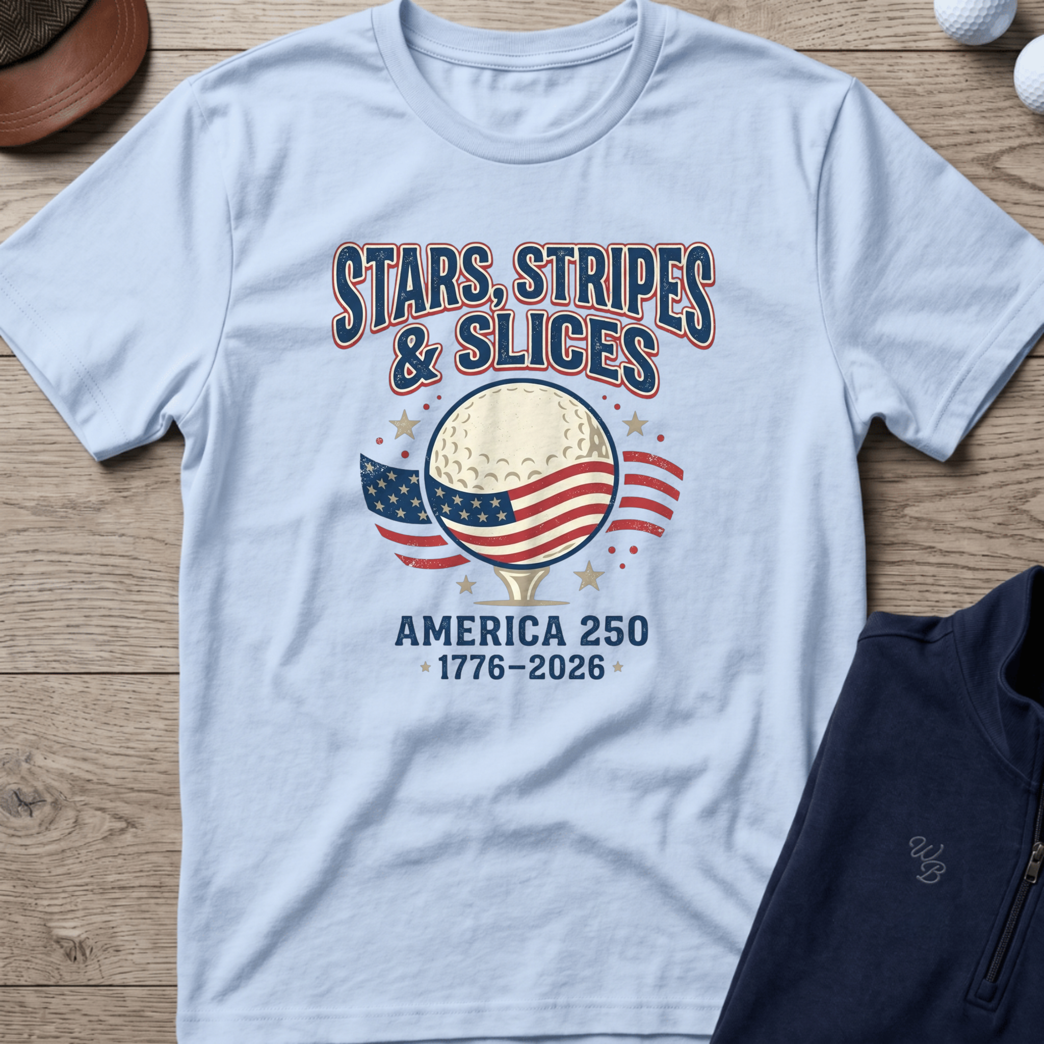 Stars Stripes & Slices — Light Blue t-shirt