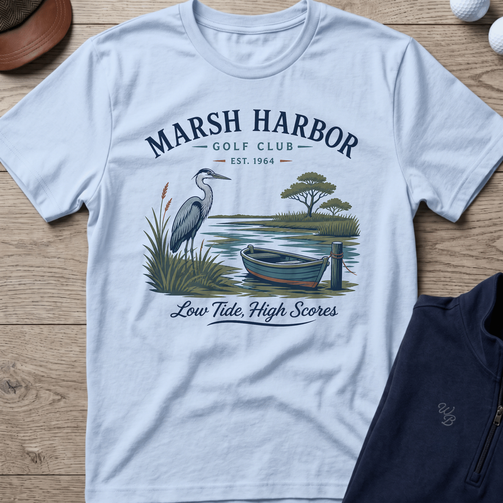 Marsh Harbor — Light Blue t-shirt