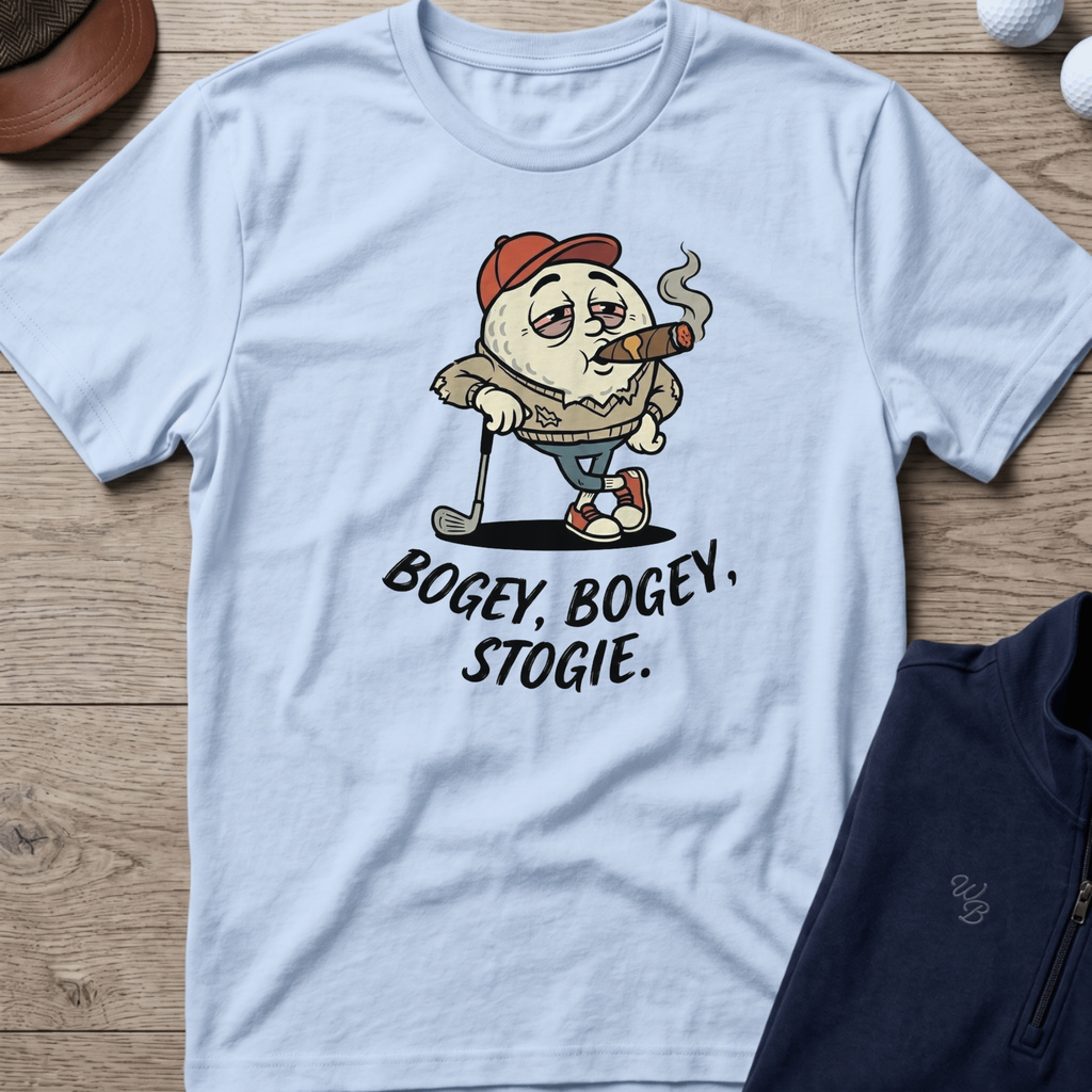 Bogey, Bogey, Stogie — Light Blue t-shirt