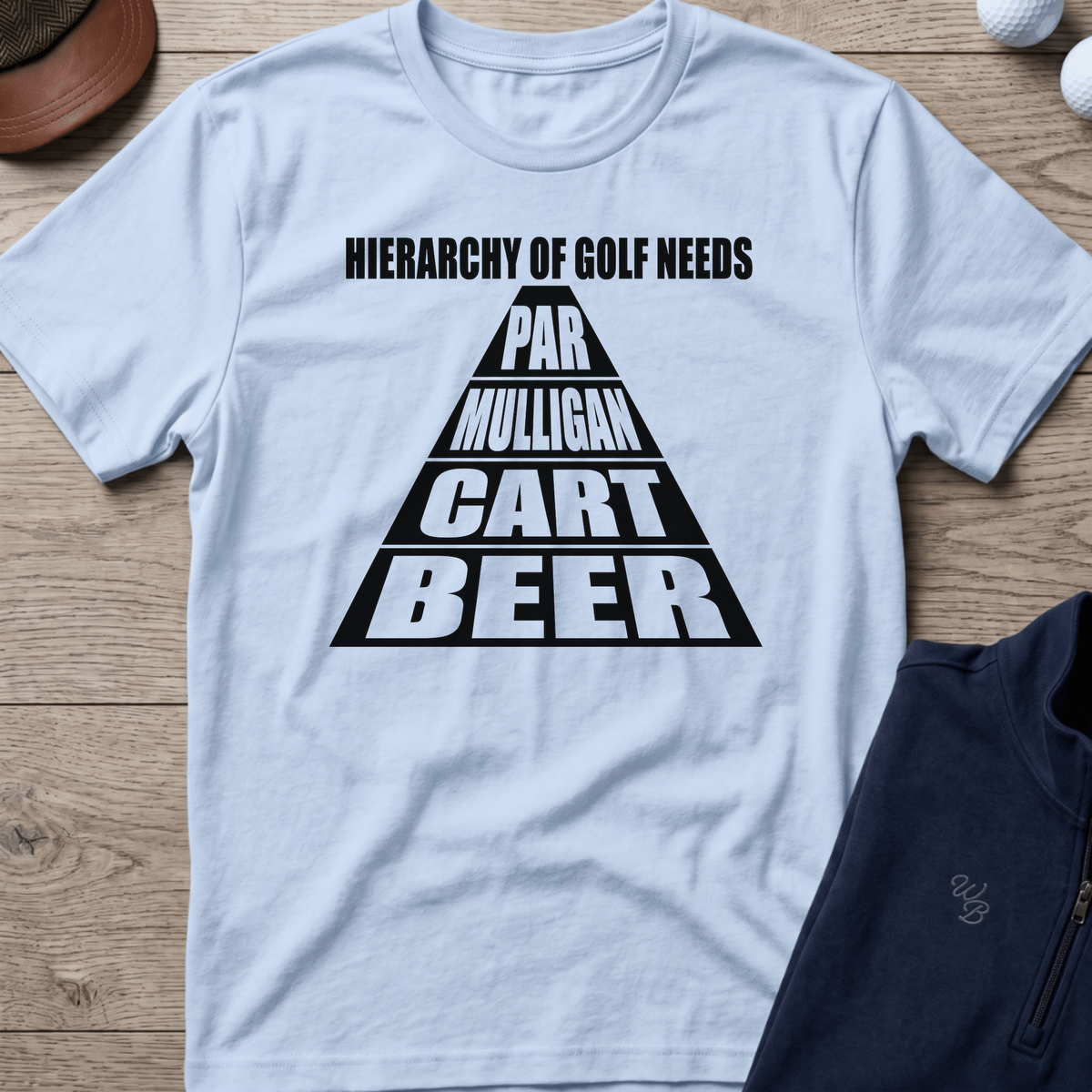 Beer, Cart, Mulligan, Par — Light Blue t-shirt