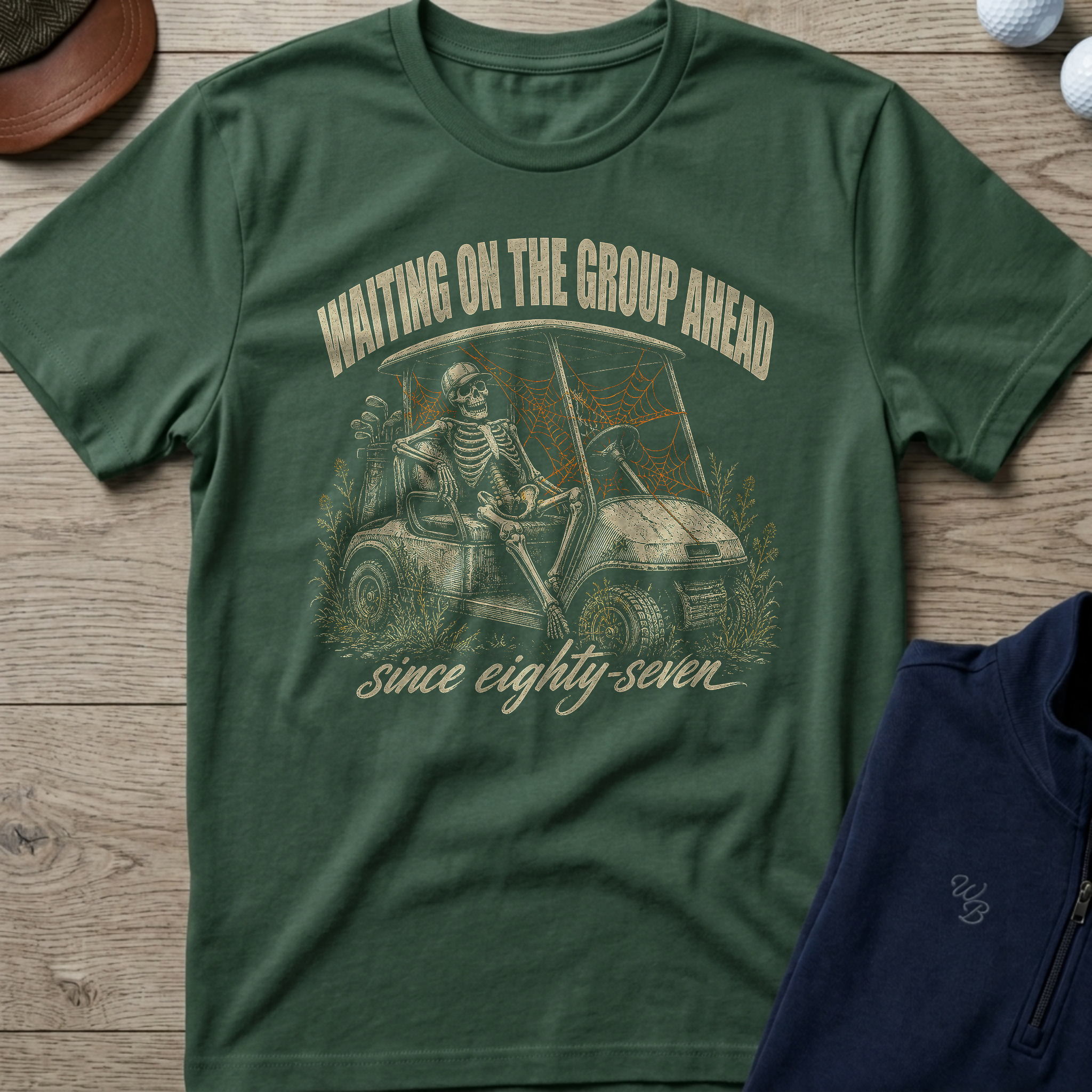 Waiting On The Group Ahead — Military Green t-shirt
