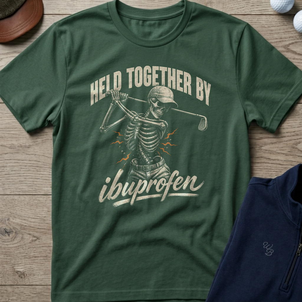 Held Together By Ibuprofen — Military Green t-shirt