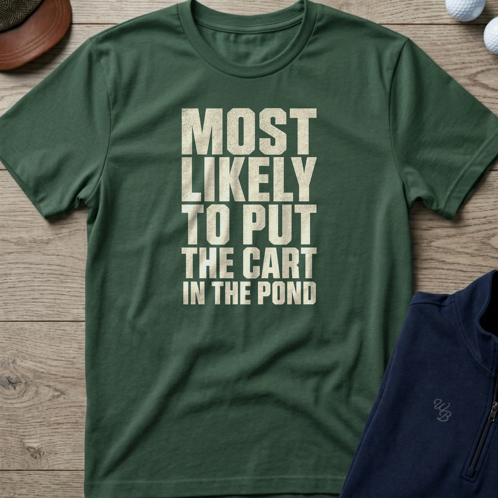 Cart In The Pond — Military Green t-shirt