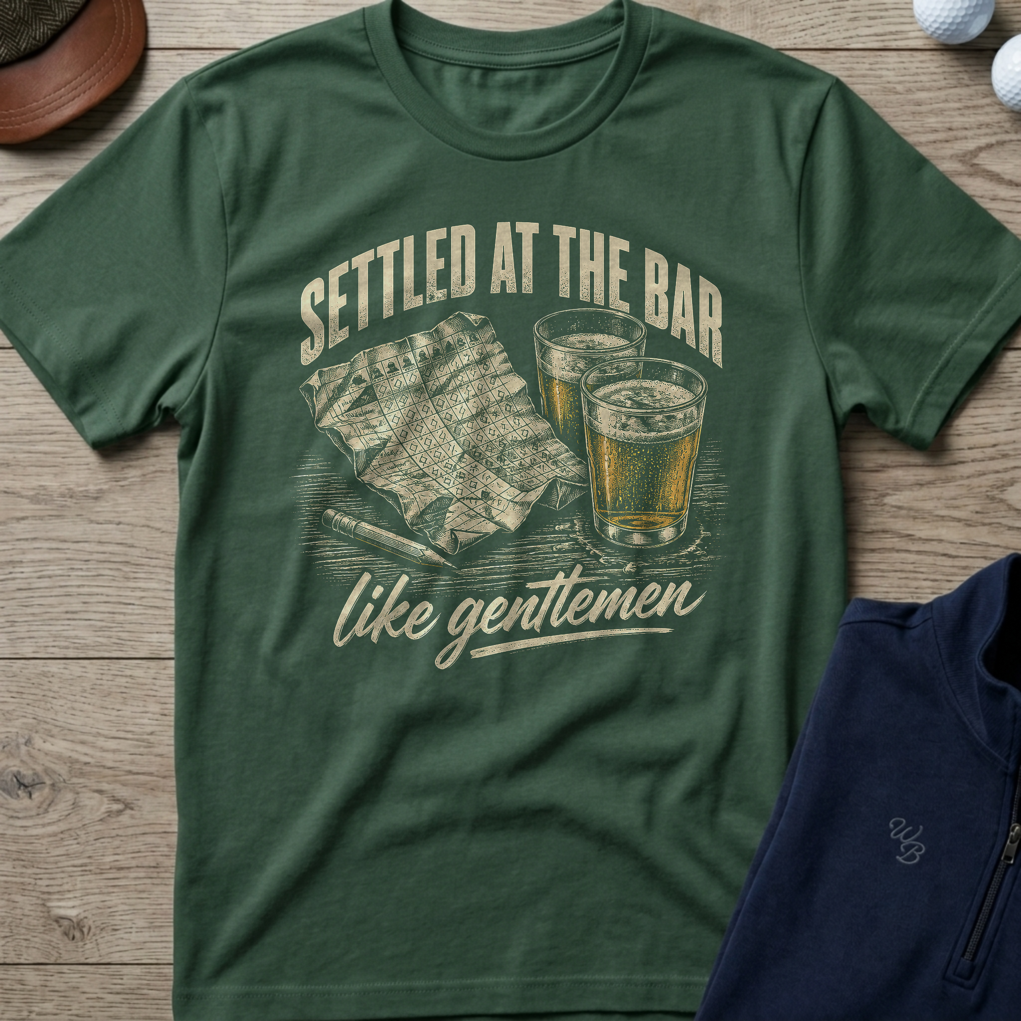 Settled At The Bar — Military Green t-shirt