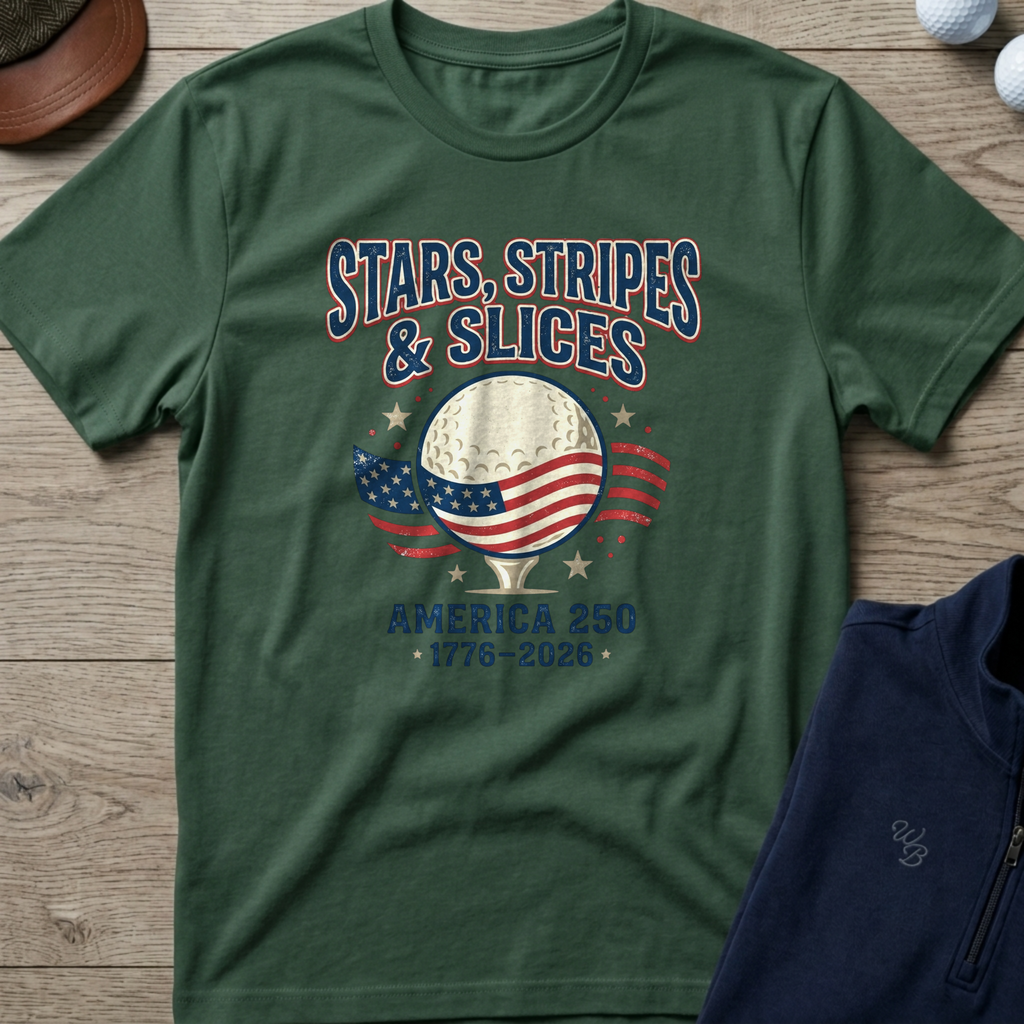 Stars Stripes & Slices — Military Green t-shirt