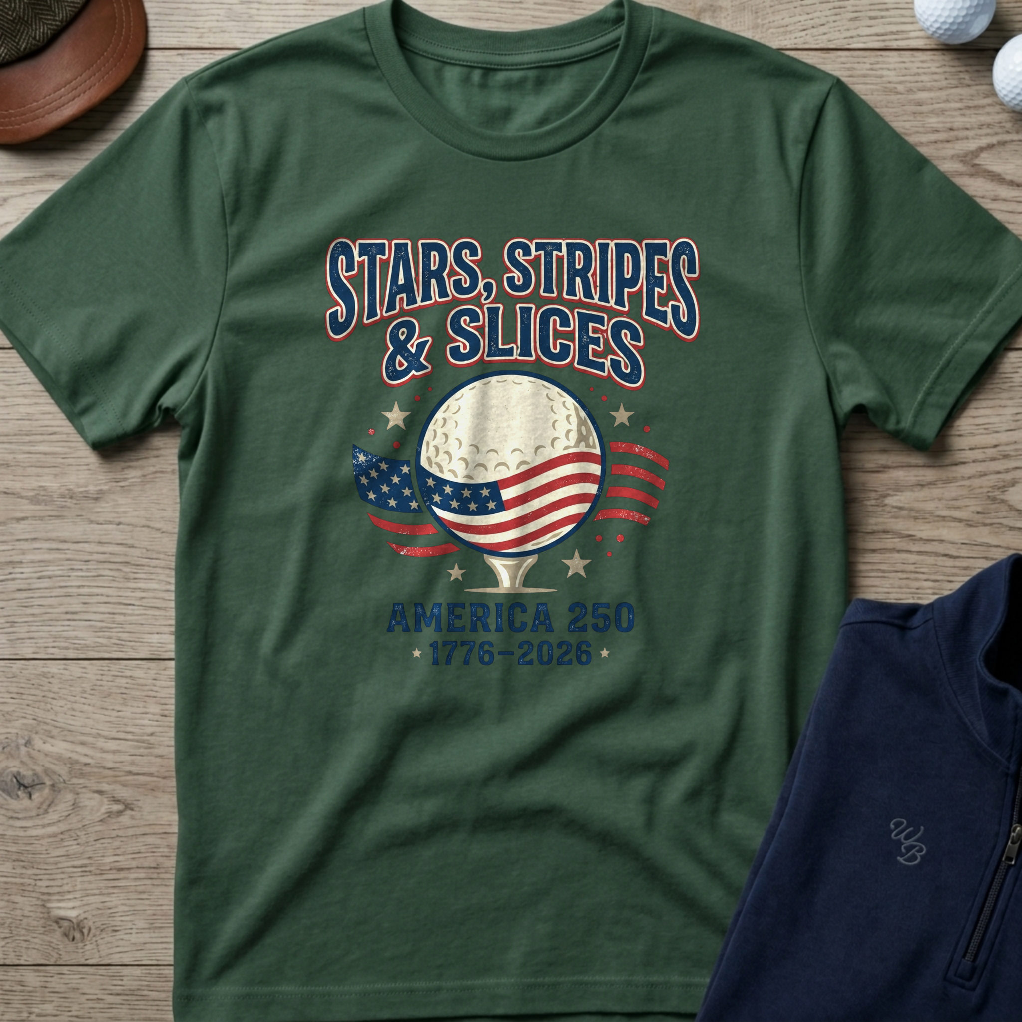 Stars Stripes & Slices — Military Green t-shirt