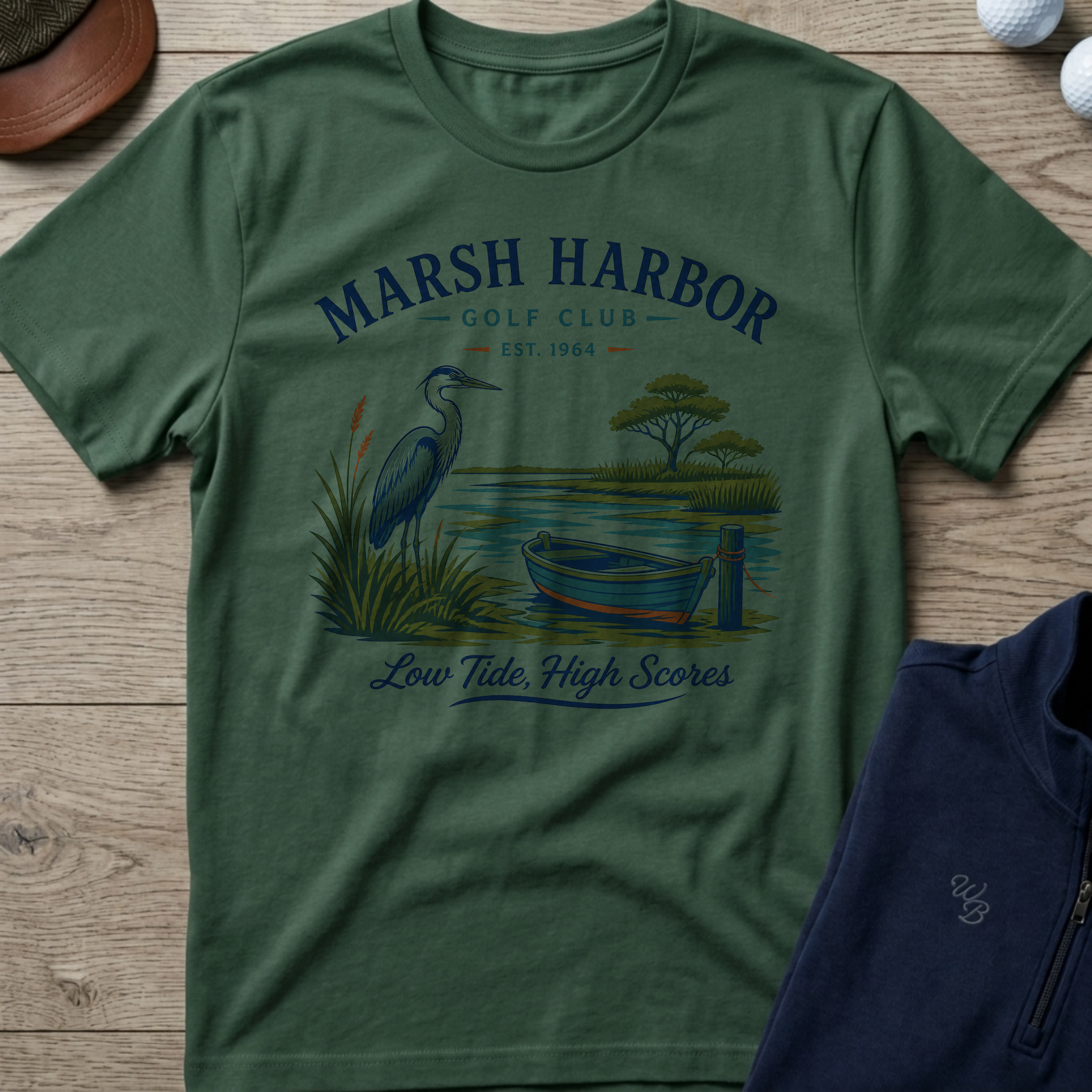 Marsh Harbor — Military Green t-shirt