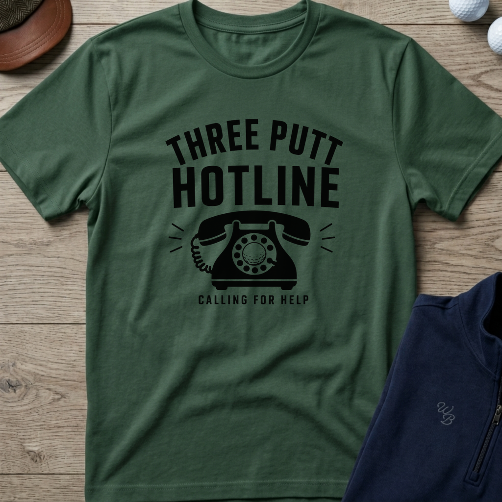 Three Putt Hotline — Military Green t-shirt
