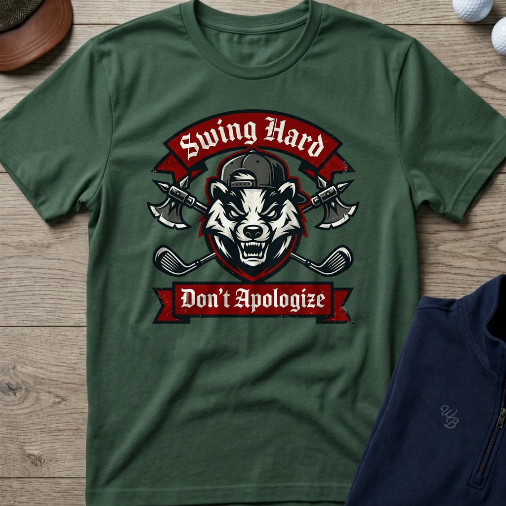 Swing Hard Don't Apologize — Military Green t-shirt