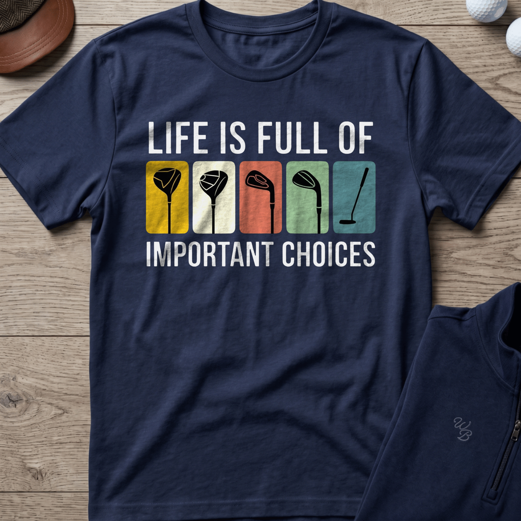 Important Choices Graphic — Navy t-shirt