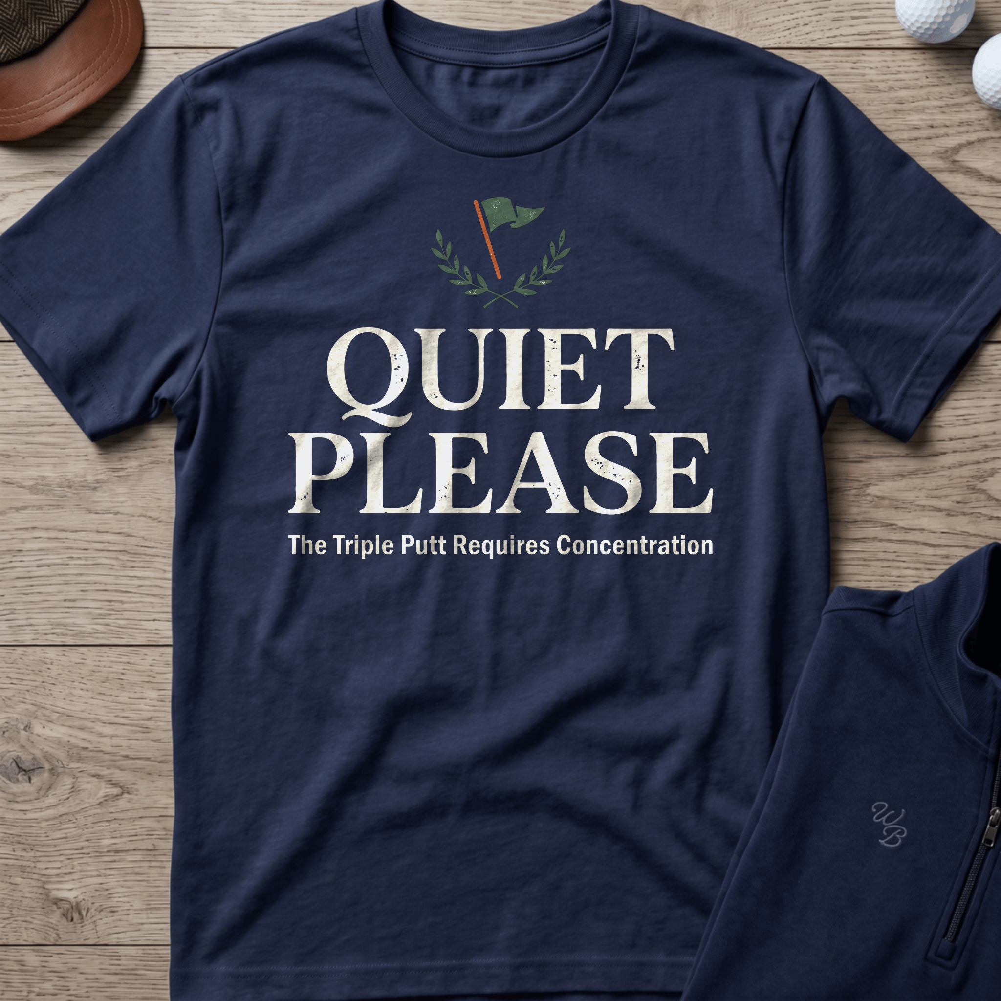 Quiet Please — Navy t-shirt