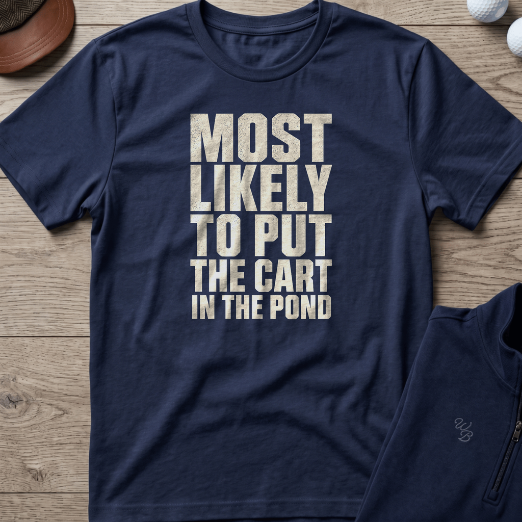 Cart In The Pond — Navy t-shirt