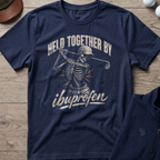 Held Together By Ibuprofen — Navy t-shirt