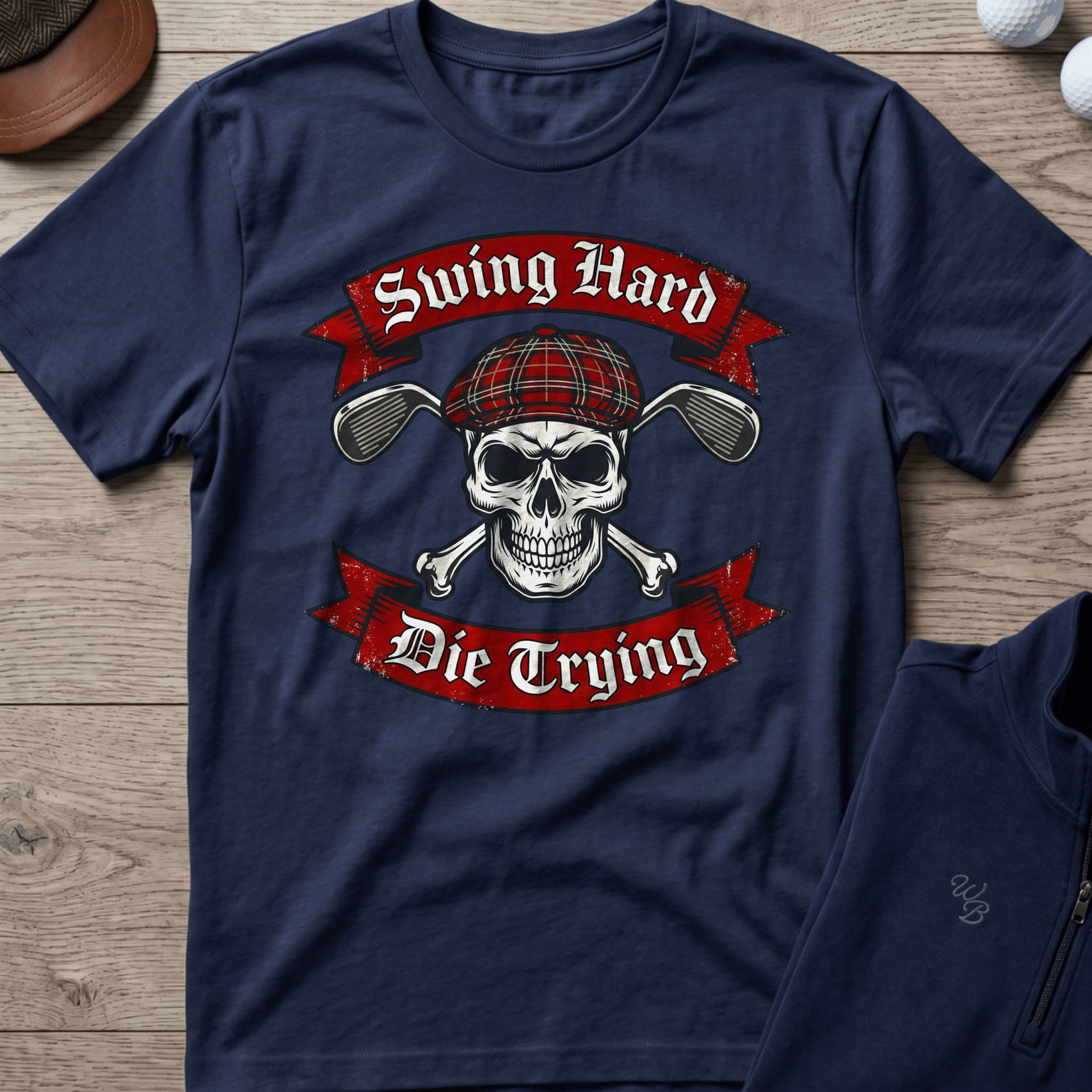 Swing Hard Die Trying — Navy t-shirt