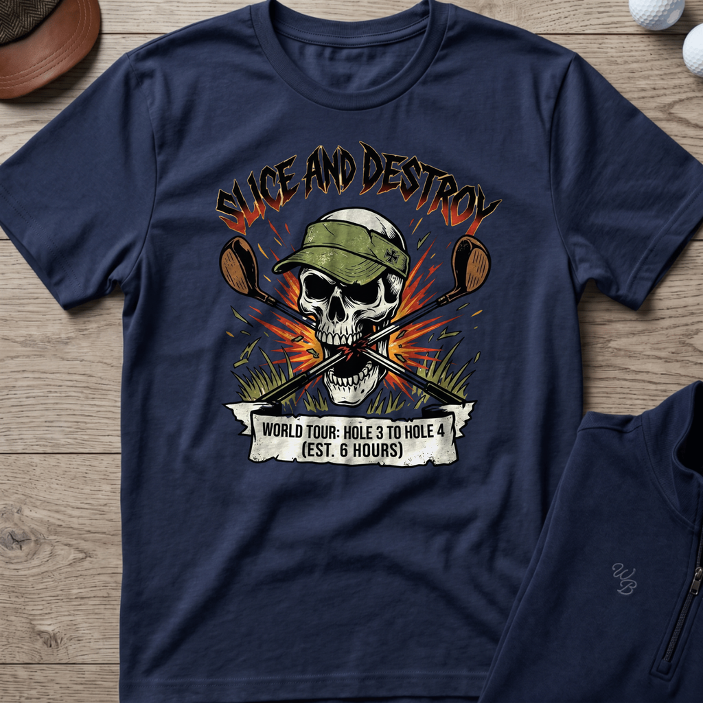 Slice & Destroy — Navy t-shirt