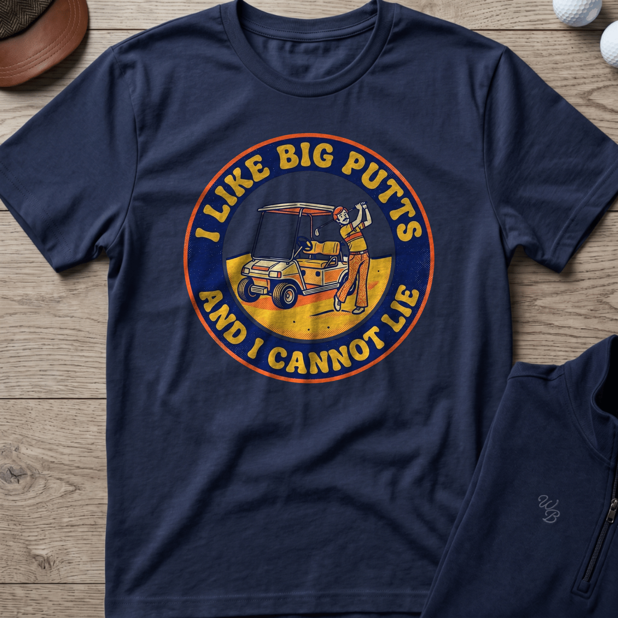I Like Big Putts — Navy t-shirt