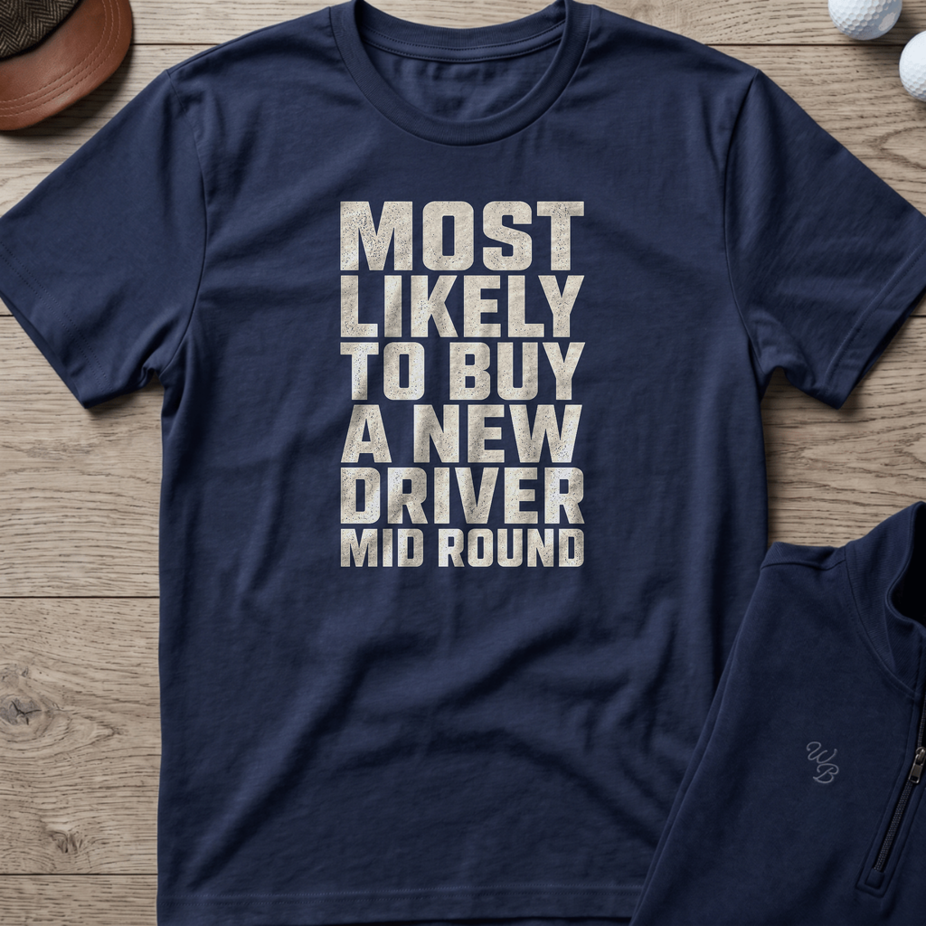 Buy A New Driver — Navy t-shirt
