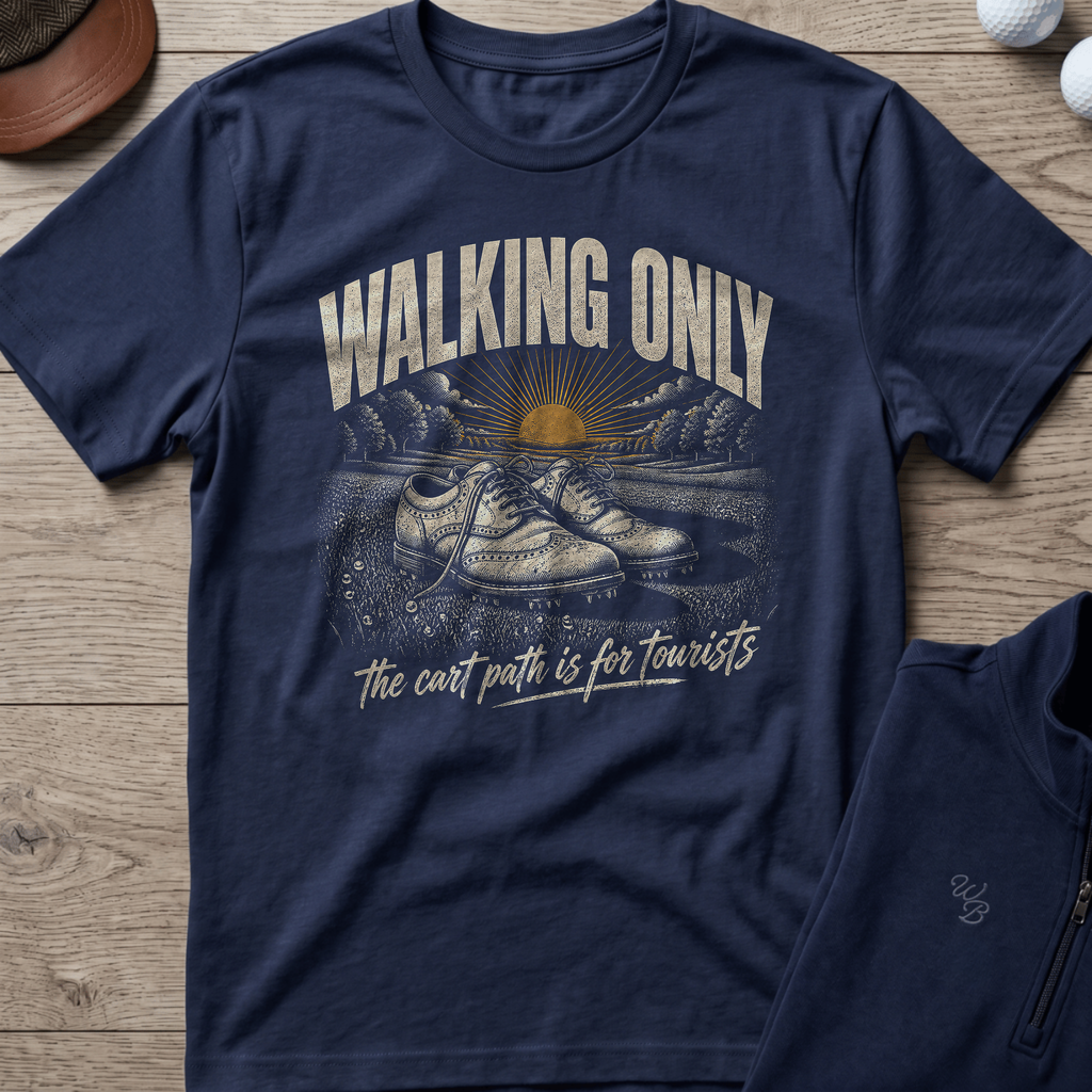 Walking Only — Navy t-shirt