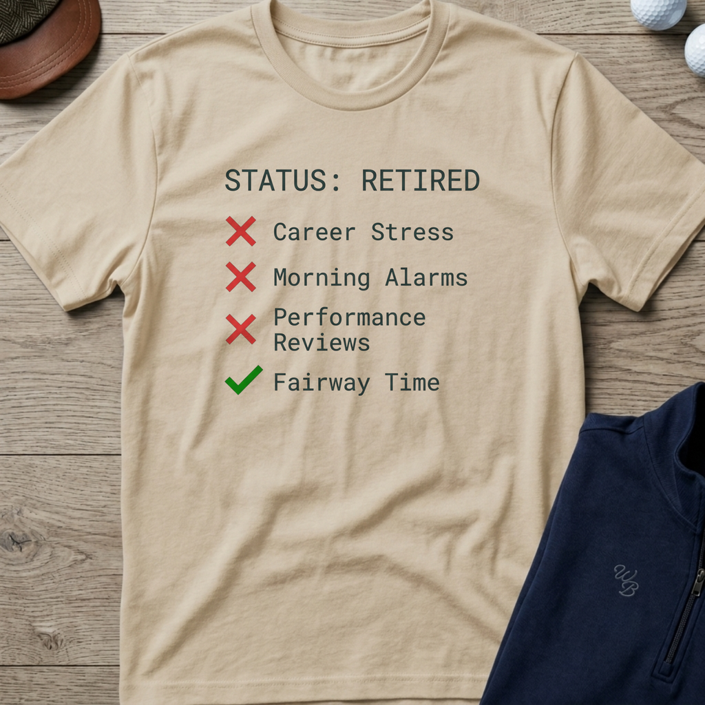 Retired Status — Sand t-shirt