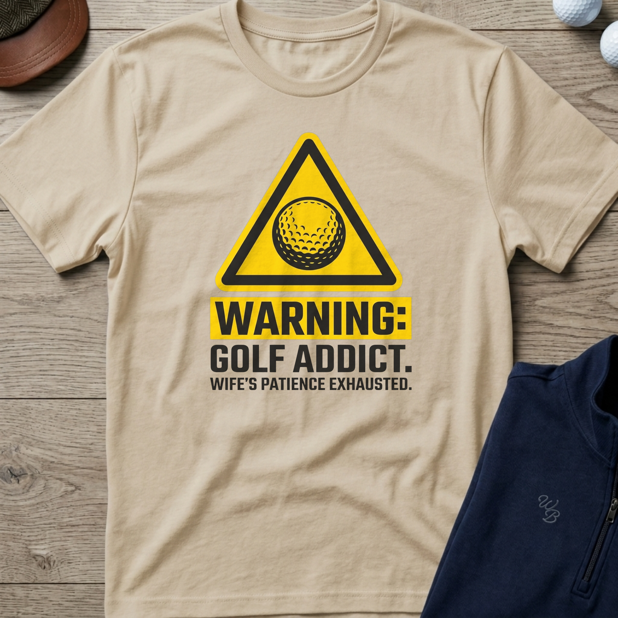 Warning: Golf Addict — Sand t-shirt