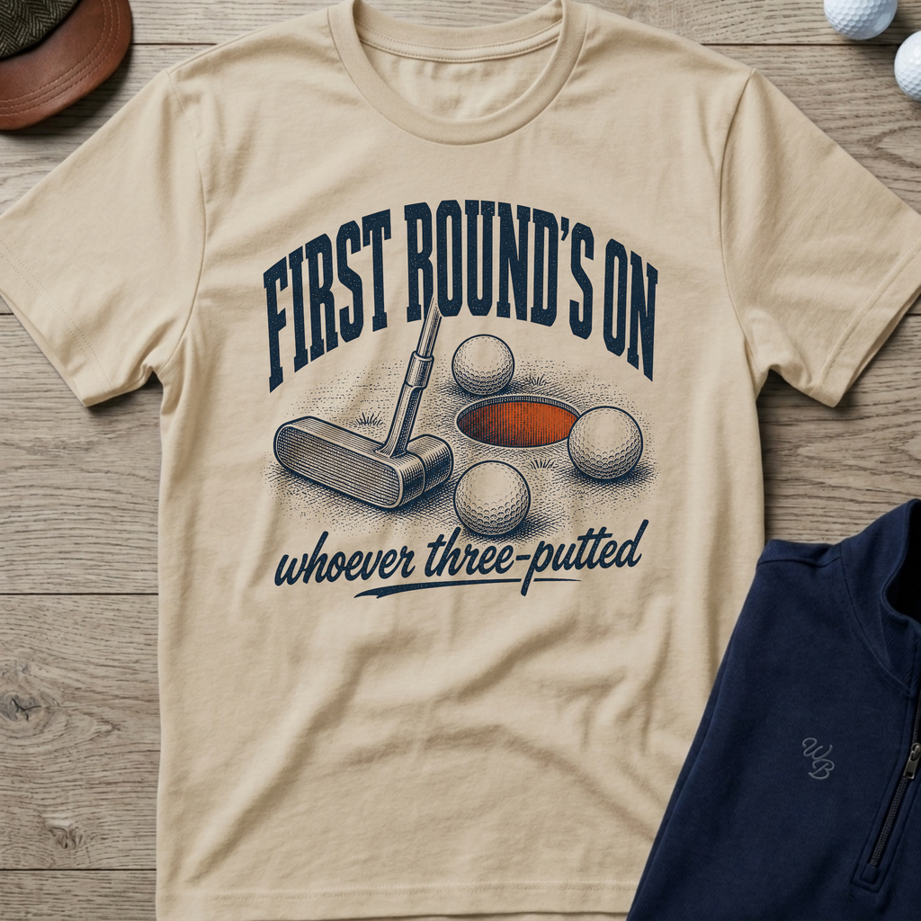 First Round's On — Sand t-shirt
