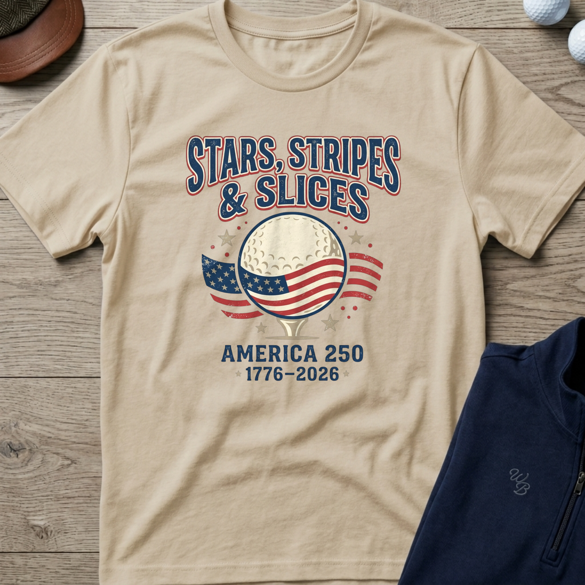 Stars Stripes & Slices — Sand t-shirt