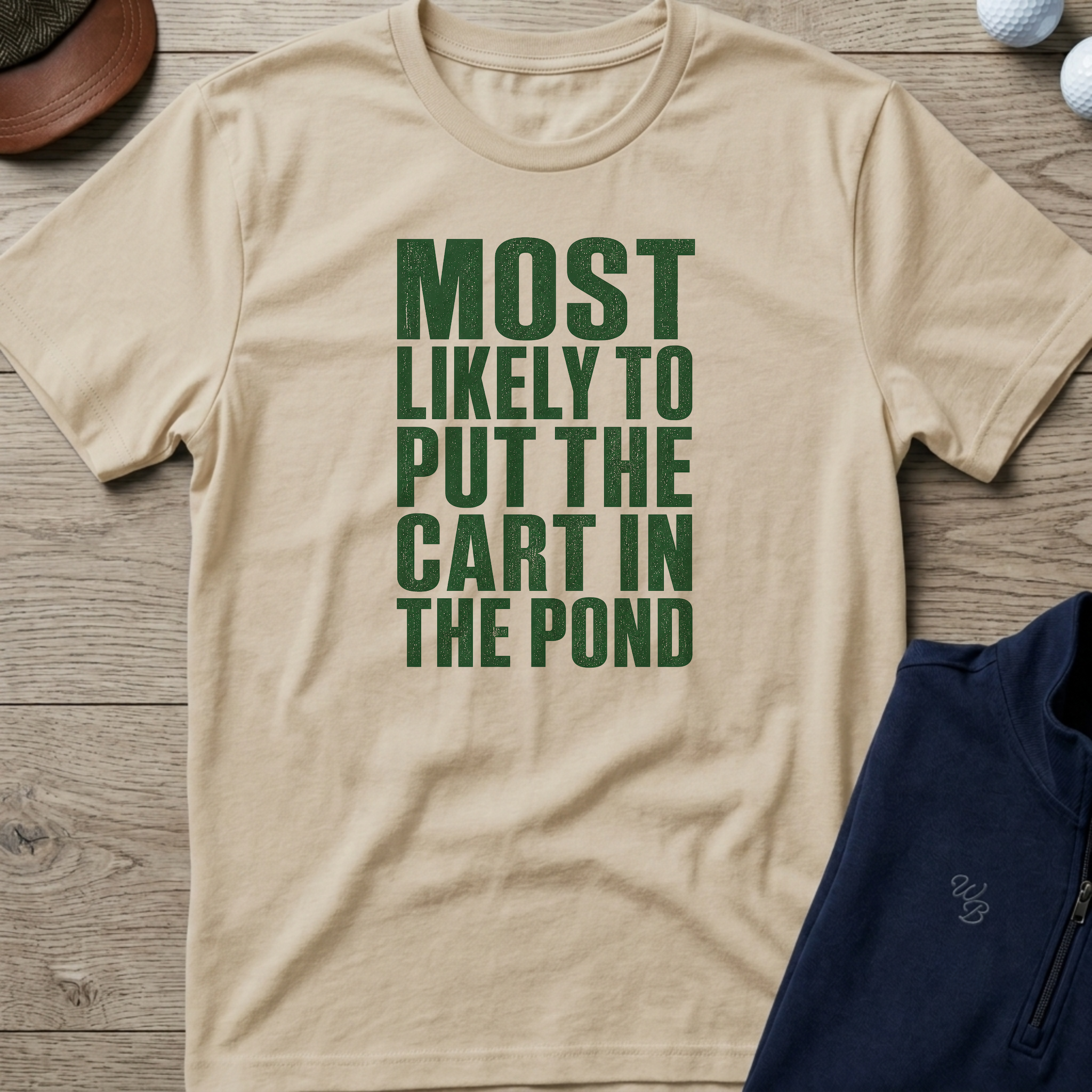 Cart In The Pond — Sand t-shirt