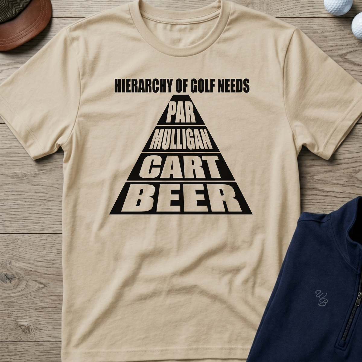 Beer, Cart, Mulligan, Par — Sand t-shirt