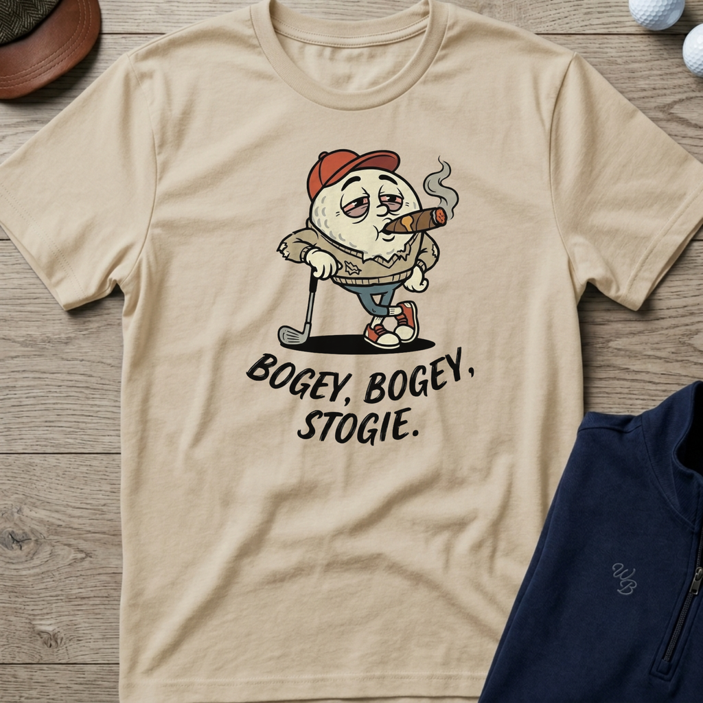 Bogey, Bogey, Stogie — Sand t-shirt